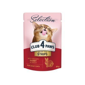 CLUB 4 PAWS Selection - вологий корм зі смужками кролика в соусі для дорослих котів pln21540 фото