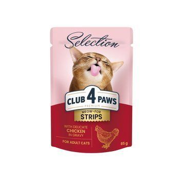 CLUB 4 PAWS Selection - вологий корм зі смужками курка в соусі для дорослих котів pln21539 фото
