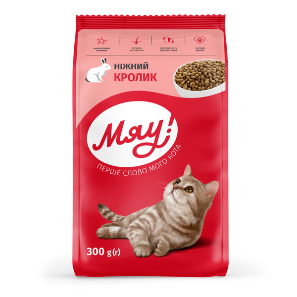 Сухий корм Мяу для дорослих котів з смаком кролика 20012 фото